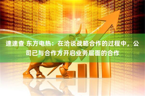 速速查 东方电热：在洽谈战略合作的过程中，公司已与合作方开启业务层面的合作